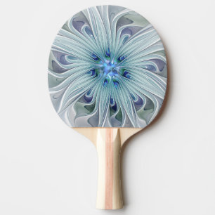 Raquete De Ping Pong Flor Pastel azul moderna do abstrato floral da