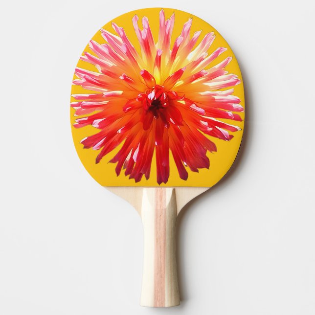 Raquete De Ping Pong Flor rosa e amarela (Frente)
