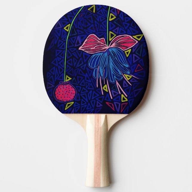 Raquete De Ping Pong Flor rosa e azul (Frente)