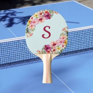 Raquete De Ping Pong Flor Tropical de Hibiscus Rosa Monograma