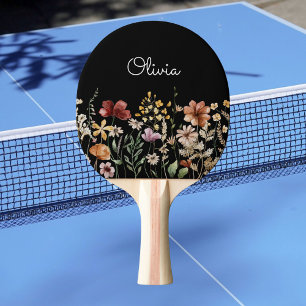 Raquete De Ping Pong Floral Bonito de Aguarela Personalizado com Flores