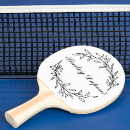 Raquete De Ping Pong Floral de Script Moderno Personalizado
