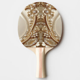 Raquete de Ping Pong Floral Dourada Elegante