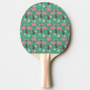 Raquete De Ping Pong Floral flamingo sem costura, padrão rosa verde