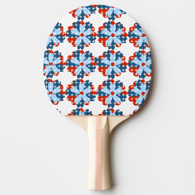 Raquete De Ping Pong Floral Patriótico Fllower (Frente)