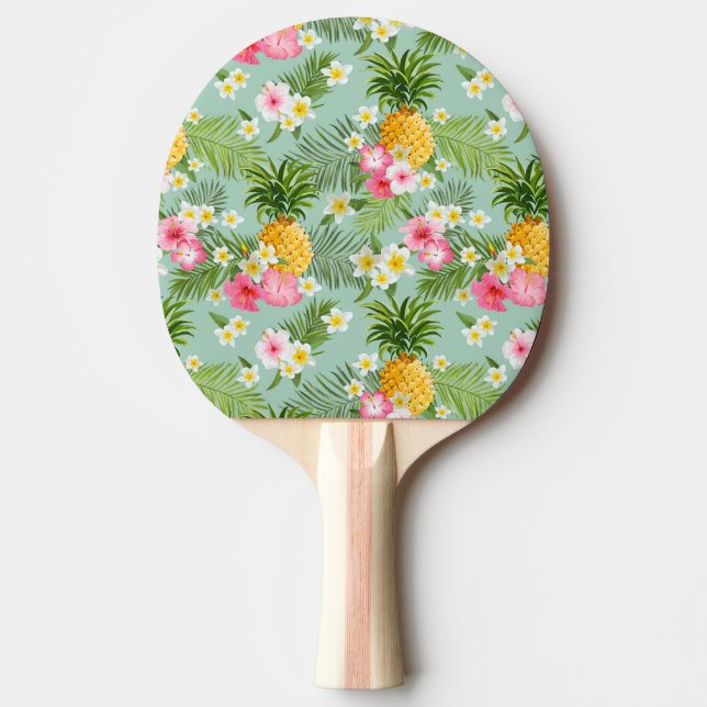 Raquete De Ping Pong Flores & abacaxis tropicais (Frente)