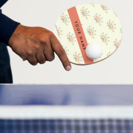 Raquete De Ping Pong Flores Azuis e Vermelhas, Vermelho, Seu Nome