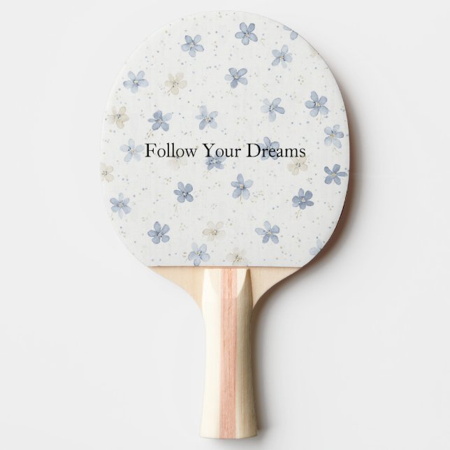Raquete De Ping Pong Flores Azuis Elegantes Creme   (Frente)