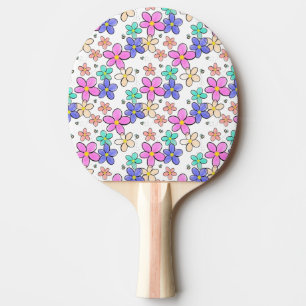 Raquete De Ping Pong flores coloridas arco-íris brilhantes abelhões flo