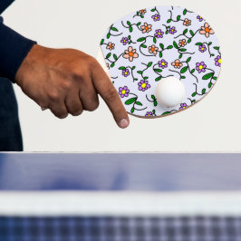 Raquete De Ping Pong Flores Coloridas, Padrão Floral, Verde, Boho