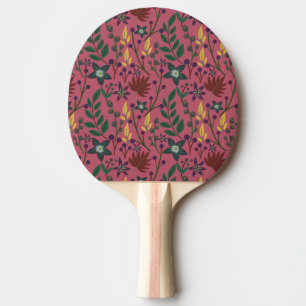 Raquete De Ping Pong Flores cor-de-rosa com padrão uniforme floral folh