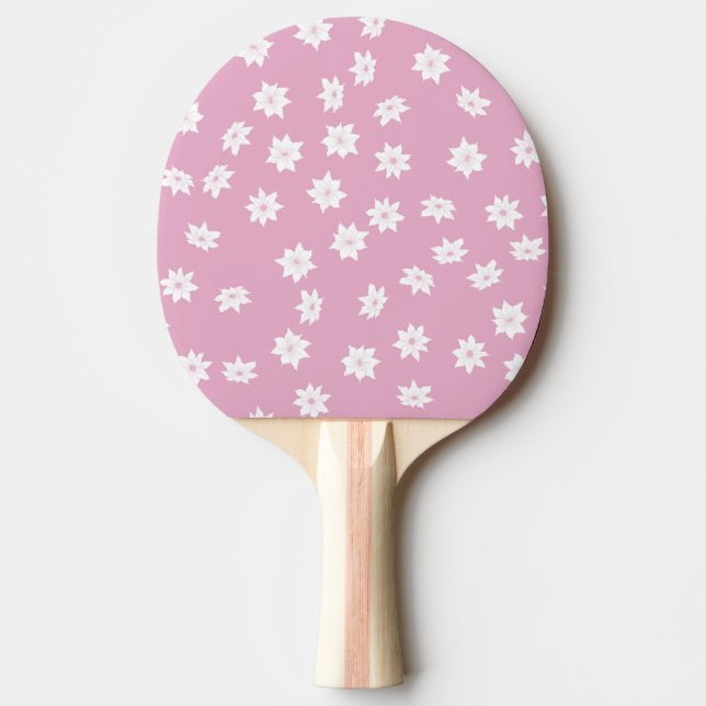 Raquete De Ping Pong Flores Cor-de-rosa e brancas (Frente)