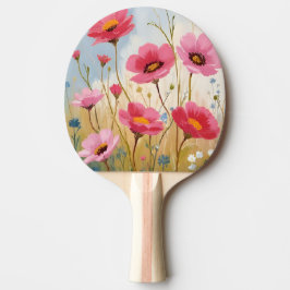 Raquete De Ping Pong Flores Coradas | Campo Floral de Flores Cor-de-Ros