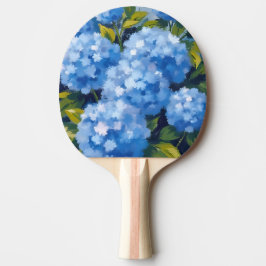 Raquete De Ping Pong Flores de Hortênsia Azul Floral Aquarela