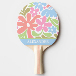 Raquete De Ping Pong Flores de Margarida Abstratas Coloridas Personaliz