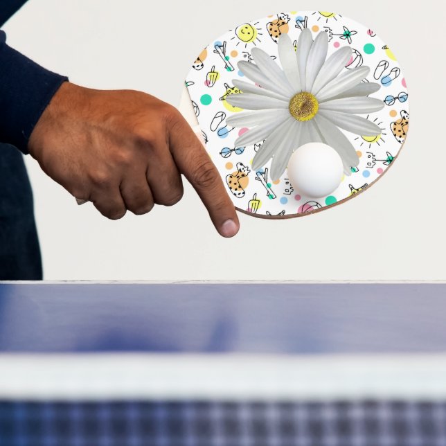 Raquete De Ping Pong Flores De Margarida Branca Ping Pong Paddle (Insitu)