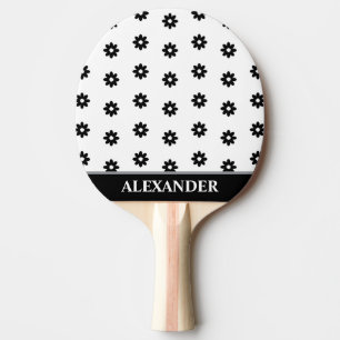 Raquete De Ping Pong Flores de margarida brancas e pretas, brancas, per