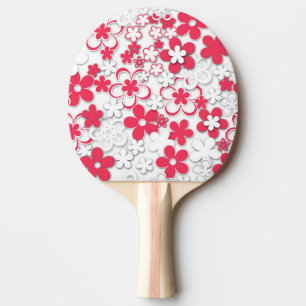Raquete De Ping Pong Flores de papel vermelho e branco