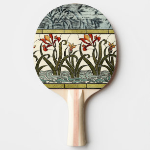 Raquete De Ping Pong Flores de vidro manchadas com borda de estanho