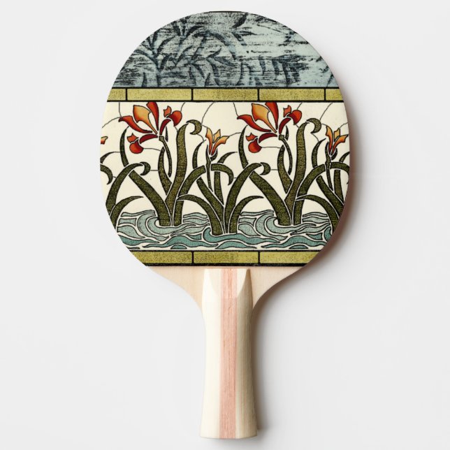 Raquete De Ping Pong Flores de vidro manchadas com borda de estanho (Frente)