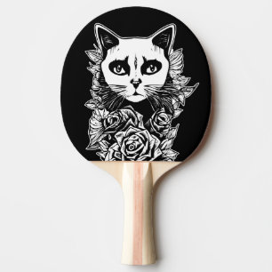 Raquete De Ping Pong Flores E Gatos Góticos