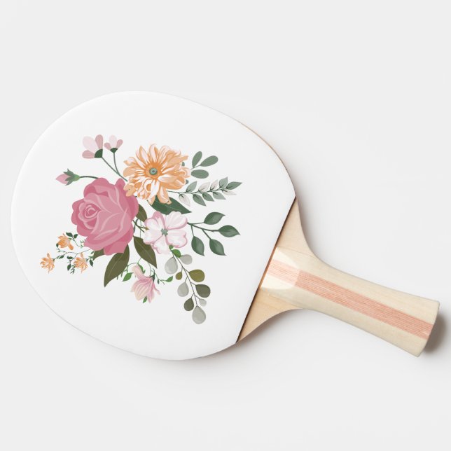 Raquete De Ping Pong Flores em aquarela (Lateral)