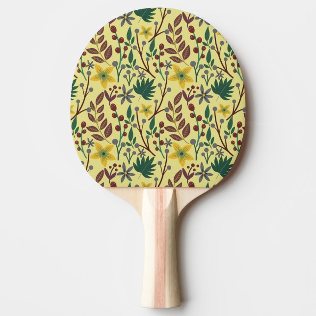 Raquete De Ping Pong Flores, flores, folhas, ramos, sem costura, (Frente)