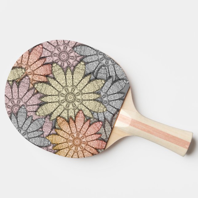Raquete De Ping Pong Flores Metálicas (Lateral do verso)