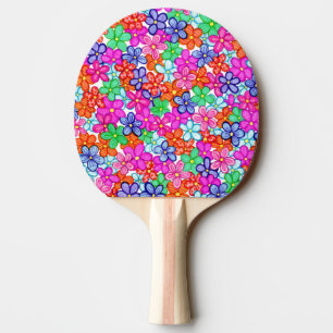 Raquete De Ping Pong Flores Multicoloridas Padrão Floral Impressão fren