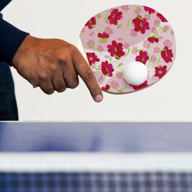 Raquete De Ping Pong Flores rosa e vermelha - Floral (Insitu)
