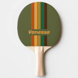 Raquete De Ping Pong Floresta Vintage com Faixa de Nome em Pântano List