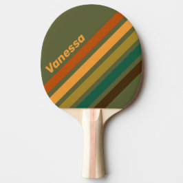 Raquete De Ping Pong Floresta Vintage com Listras Anguladas e Nome
