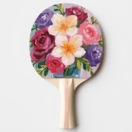 Raquete De Ping Pong Flower Bouquet Watercolor Floral Painting