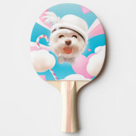 Raquete De Ping Pong Fluffy Dog com White Hat