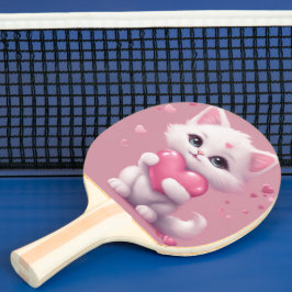 Raquete De Ping Pong Fluffy White Love Kitten