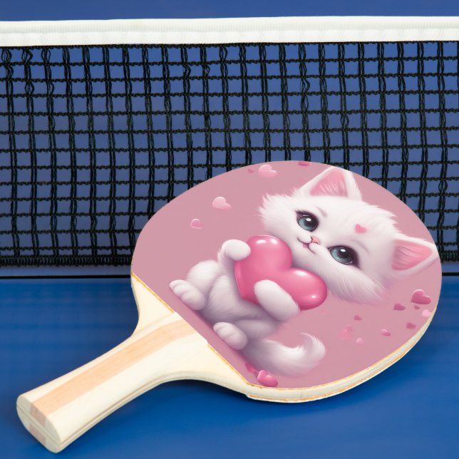 Raquete De Ping Pong Fluffy White Love Kitten (Insitu)