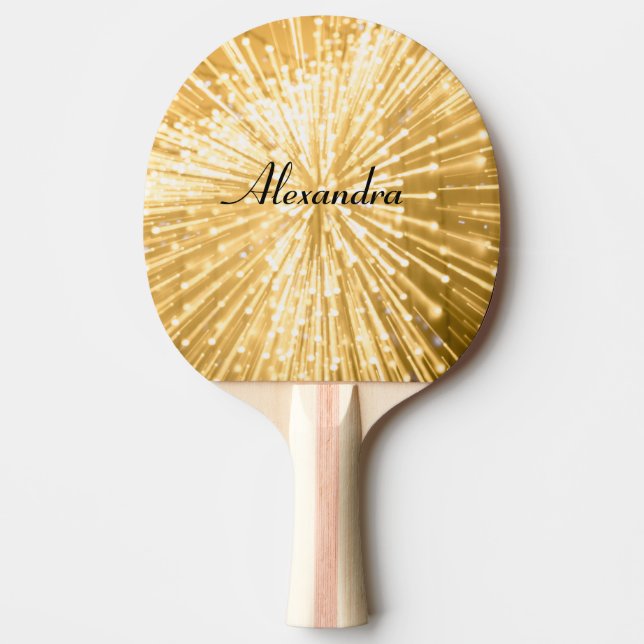 Raquete De Ping Pong Fogo Sparkle Dourado Personalizado (Frente)