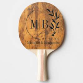 Raquete De Ping Pong Folha do Bloco de Corte Monograma de Casamento