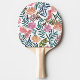 Raquete De Ping Pong Folhas Botânicas Aquarela | Floral Colorido