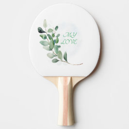 Raquete De Ping Pong Folhas de Eucalipto Verde