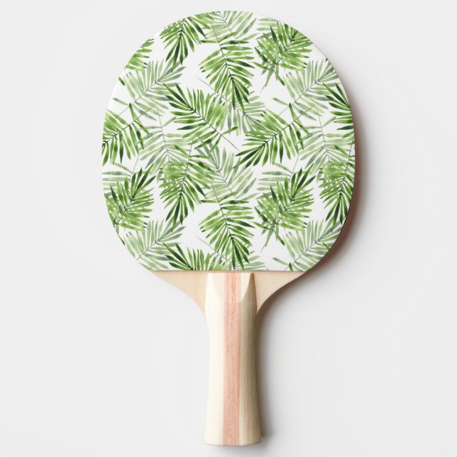 Raquete De Ping Pong Folhas de palmeira verdes (Frente)