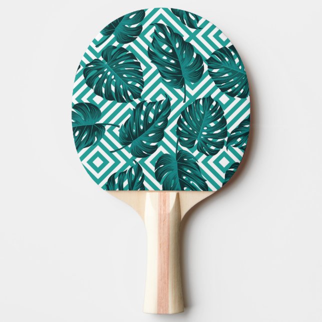 Raquete De Ping Pong Folhas Tropicais: Padrão Invisível Floral. (Frente)