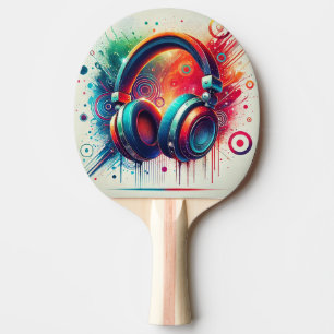 Raquete De Ping Pong Fones de Ouvido Artísticos Vibrantes