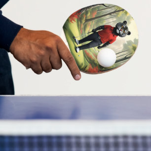 Raquete De Ping Pong "Fore! Um Tigre Negro Jogando Golfe na Floresta"