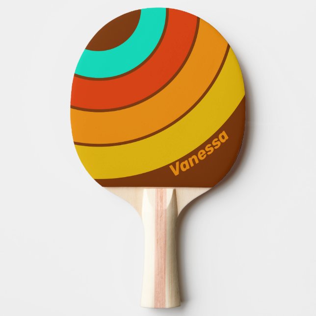 Raquete De Ping Pong Forest Floor Fog Circle Stripe with Name (Frente)