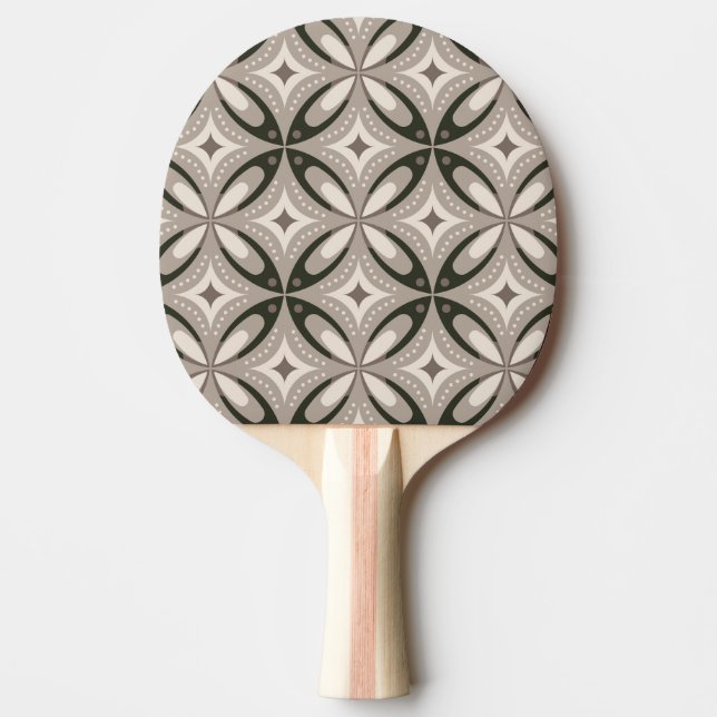 Raquete De Ping Pong Formas circulares retrô bege e marrom (Frente)