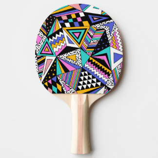 Raquete De Ping Pong Formas Geométricas Retroativas: Vintagem Colorida.