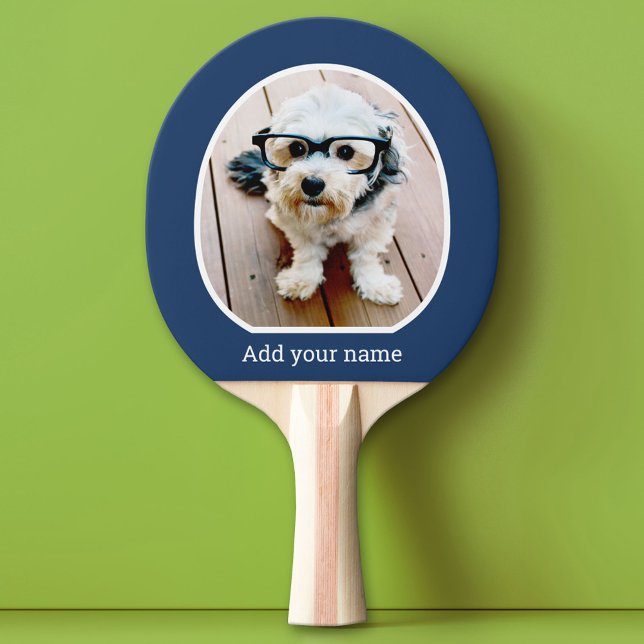 Raquete De Ping Pong Foto com quadro simples - texto moderno branco mar (Custom Pink Pong Paddle)