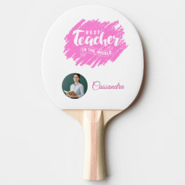 Raquete De Ping Pong Foto em Aquarela Rosa Melhor Professor do Mundo 