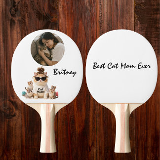Raquete De Ping Pong Foto engraçada de gatinhos fofos e mamãe gata